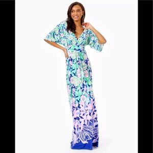 Lily Pulitzer Parigi Maxi Dress Multi Beak Calm L